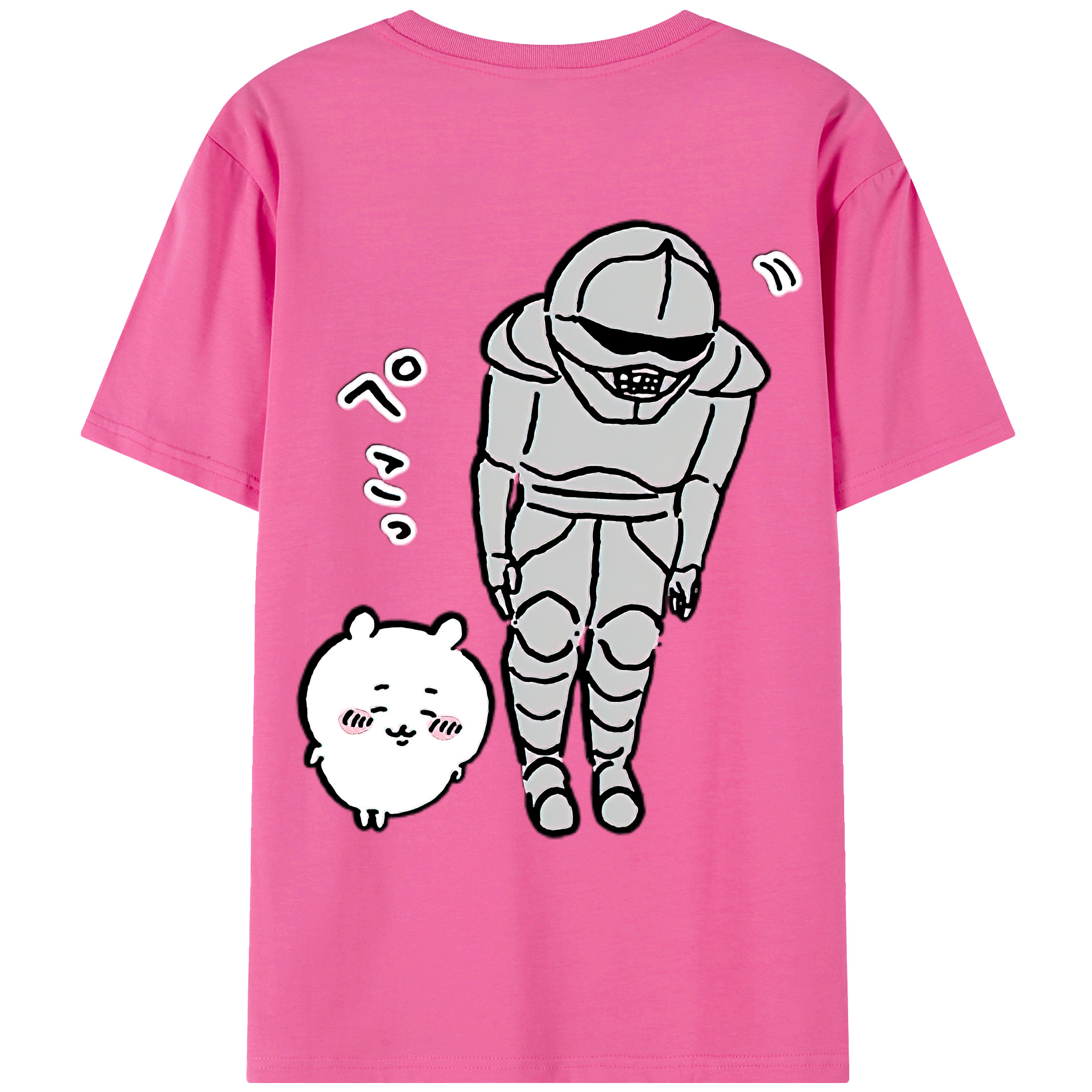 （画像用） ちいかわ 労働の鎧さん Chii-kawa Mr. Armor of Labor レディース半袖Tシャツ(バックプリント)